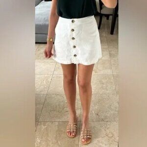 Aritzia Wilfred Linen Lachlan Skirt Button Front Espace Soft White Size 0